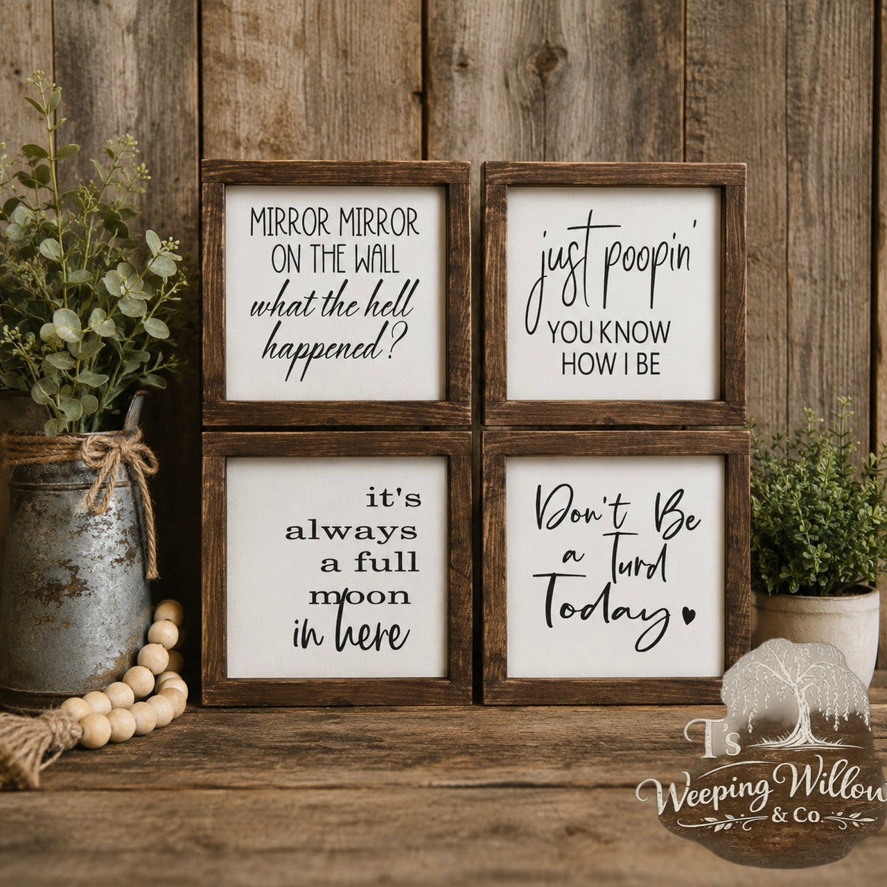 Custom Handmade Bathroom Wooden Sign
